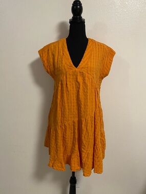 Maeve Dress Women’s Size XS Orange Juliet Tiered Tunic Dress Gauzy Material